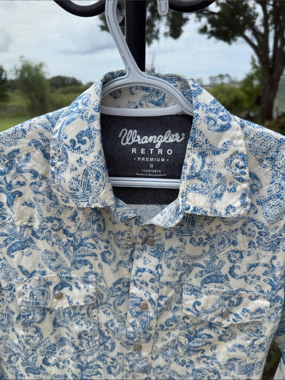 Wrangler Retro cotton Blue Paisley snap up Shirt